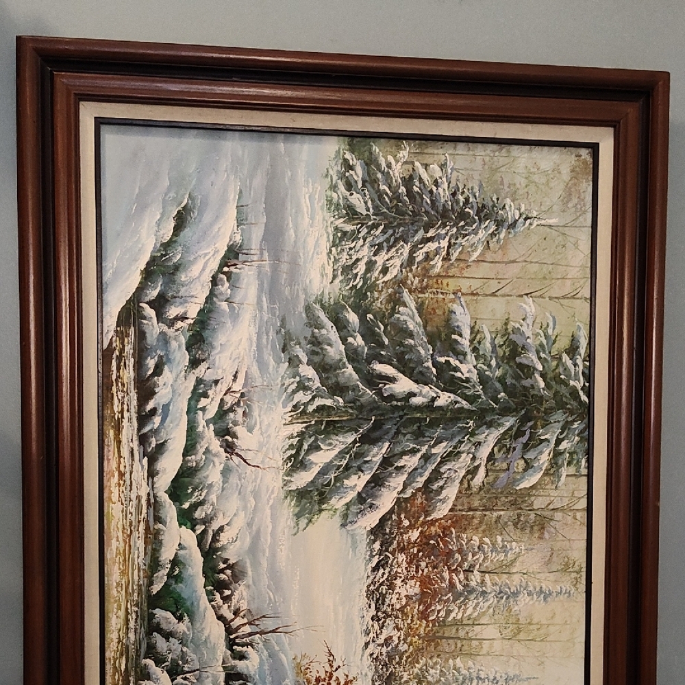 Snowy Forest Scene Framed Art Print